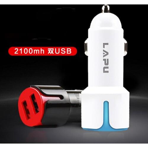 100pcs USB Fast Car Charger for iPh Mobile Phone Dual USB Car Phone Charger Adapter for Android