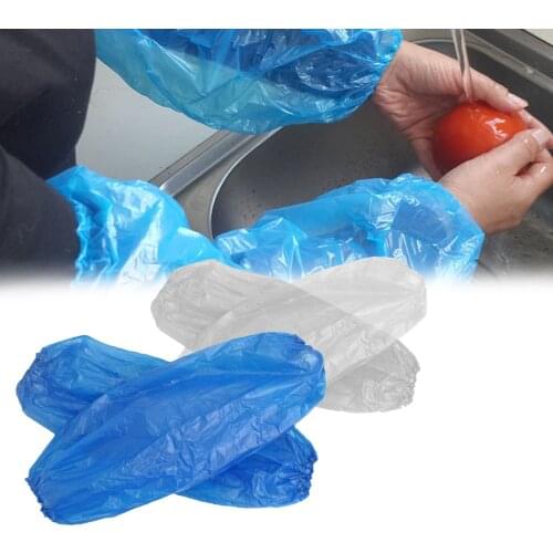 100pc Disposable PE Arm Sleeves Covers Waterproof Dustproof Cleaning Protective Oversleeves For Medical Cleaning Painting Repair