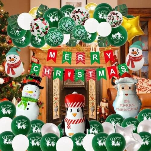 118PCS Christmas Decoration Balloon Set Aluminum Latex Red and Green Flag Balloons Back Ground Balloons Shower Supplies