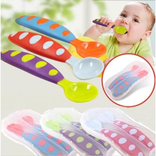 2pcs Silicone Baby Spoon Fork Set Infant Children Fork Baby Toddler Spoon Tableware Feeding Infant Utensils Box Spoon+Fork