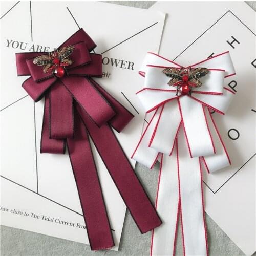 2019 Handmade Rhinestone Bow Tie for Women Bee White Shirt Neckline Decoration Bowties Velvet Ribbon Diamond Ties Accessories