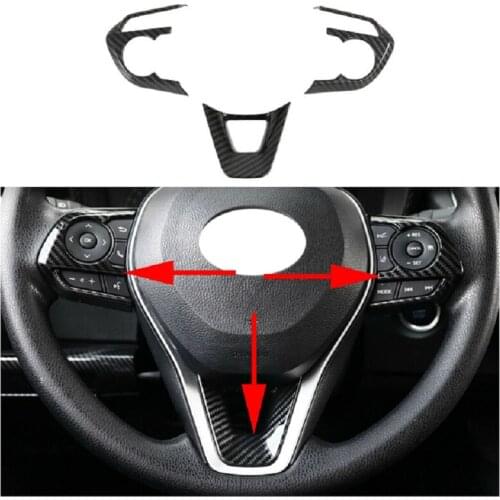 3PCS Carbon Fiber Steering Wheel Sequins Sticker Cover Frame Accessories Fit For Toyota COROLLA CROSS 2019 2020