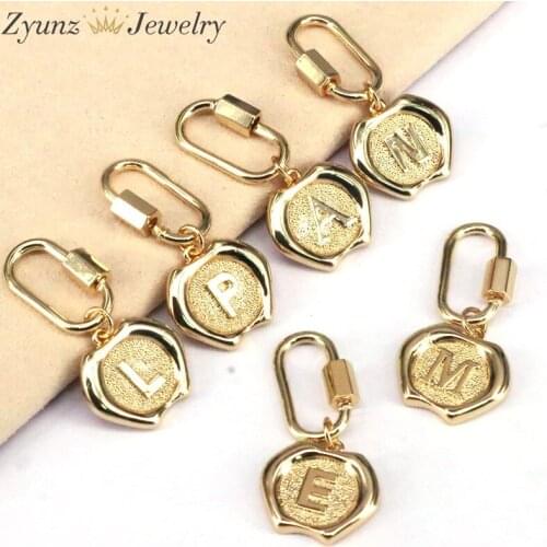 5PCS, Gold Color Round Pendants DIY Jewelry Making Letter Fashion Charms Pendants for Necklace Jewelry Findings Supplies
