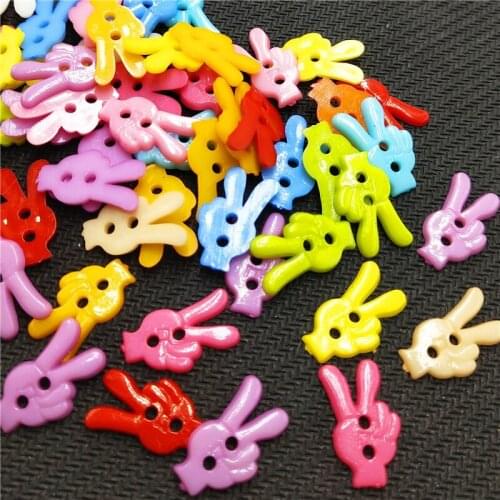 50Pcs/lot Mixed colors Cute Cartoon Victory Gestures Plastic Flatback 2 Holes Sewing Children Buttons,11*17mm