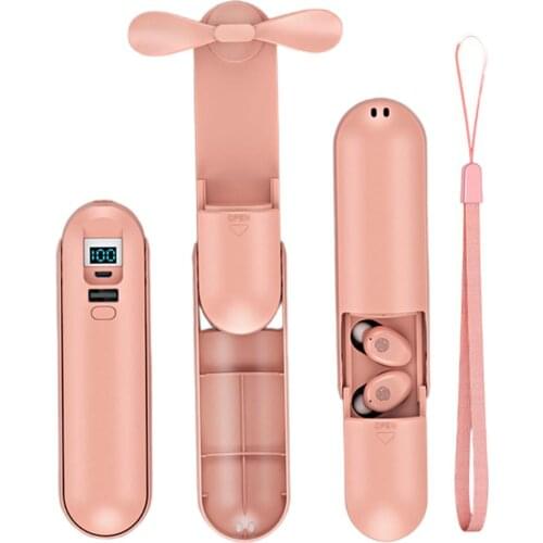 Wireless Headphones TWS Sport Bluetooth F7 TWS Bluetooth 5.0 Wireless Headphone Earbud with Handheld Fan Charging Box