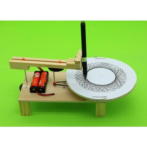 Child educational toy gizmo diy Electric plotter Drawing machine hand-assembled model no battery