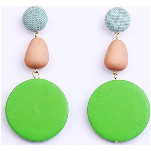 Ethnic Colorful Wooden Earring Statement Trendy Jewelry Red Green Boho Geometric African Long Drop Dangle Earrings For Women New