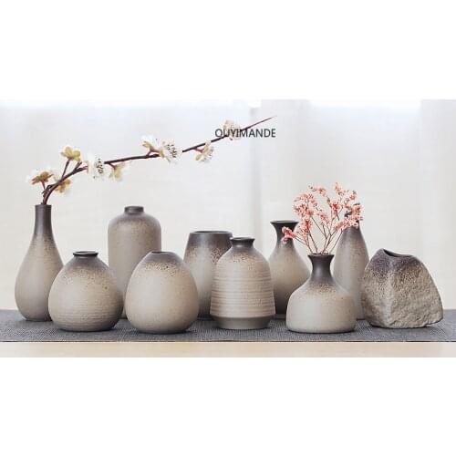 China pottery small vase retro flower floral ceramic decorative container vase modern home decoration