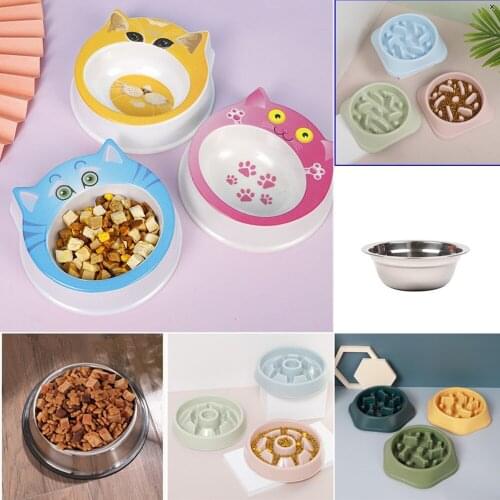 Pet Feeder Bowls For Cats Food For Dogs Cat Feeder Bowl With Water Fountain Double Bowl Drinking Raised Dish Bowls For Slow Food