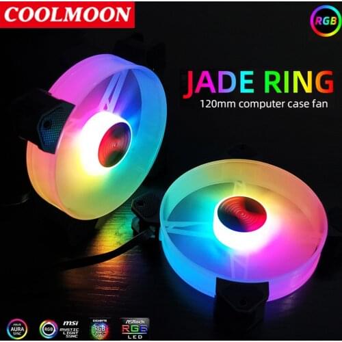 Coolmoon 12cm RGB LED PC Case Cooling Fans 6Pin Gaming Heatsink Dissipation for Computer Chassis Cooler PC Accessories