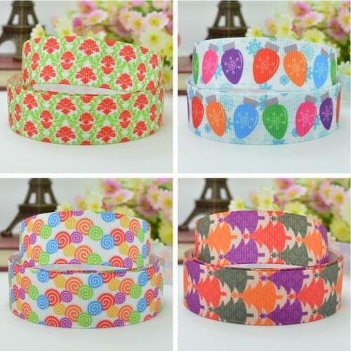 10 Yards 22mm 7/8" Christmas tree Lantern pretty girl Printed grosgrain ribbon hair bow Headwear hair accessories retail B0929