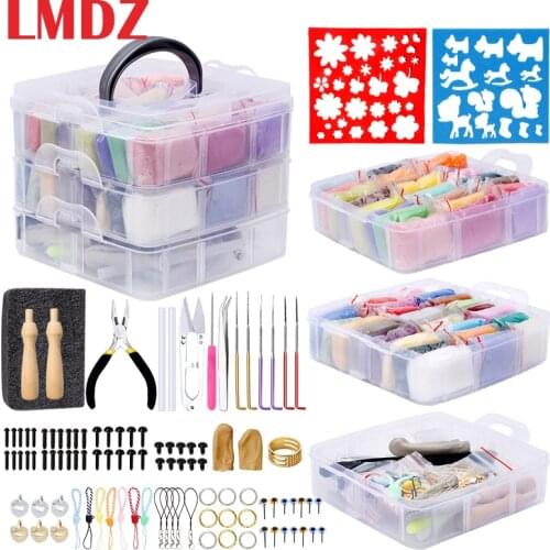 LMDZ Needle Felting Wool Set Contains 48 Colors Wool , Wool Felt Tools and Foam Mat for Handmade Crafts Needle Felting Kit