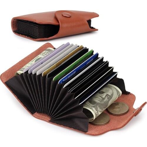 Organ style small card holder leather ladies multi-card business card holder credit card holder id card holder card wallet