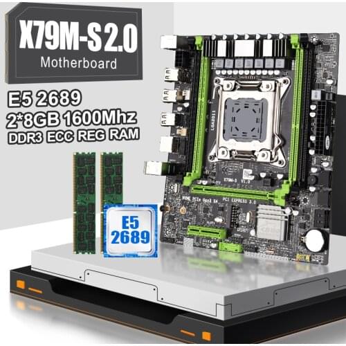 JINGSHA X79 Motherboard X79M-S 2.0 Set With XOEN E5 2689 And 2*8gb=16gb DDR3 1600MHZ ECC REG RAM Support NVME M.2 SSD
