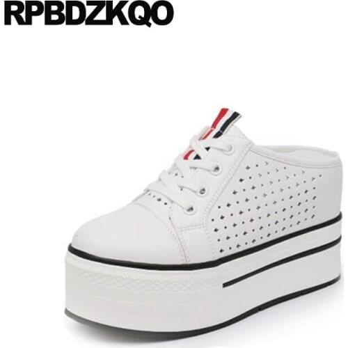 Flats women mules white thick sole breathable sandals platform creepers muffin sneakers designer shoes china casual slippers