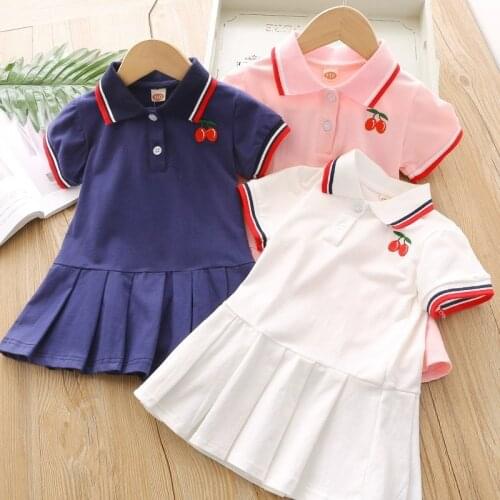 Summer Spring Girls Polo Dress Turn-Down Collar Casual Kids School Clothes Toddler Baby Fashion Clothing Dresses 2-6T Children