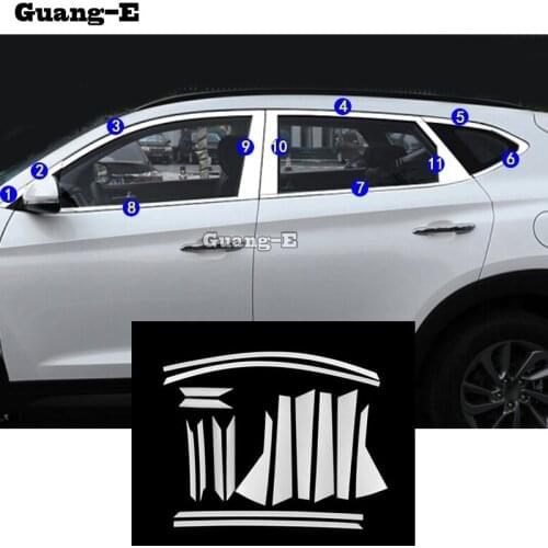 Car styling sticker stainless steel glass window garnish pillar middle column trim hood parts For Hyundai Tucson 2019 2020