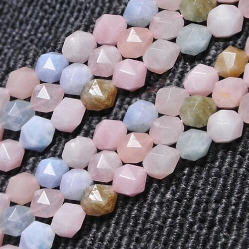 Natural Colorful Morganite Stone Faceted Matte Round Beads For Jewelry Making 15" Strand DIY Accessorries Bead For Bracelet