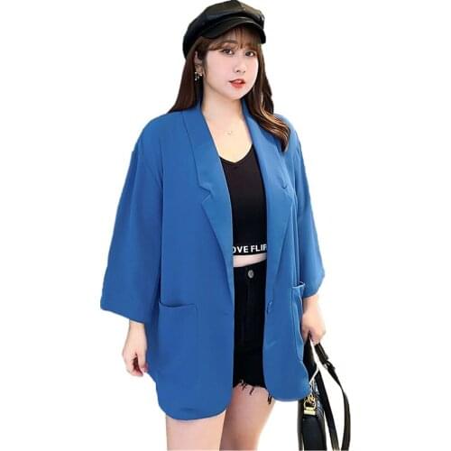 2020 New fashion oversize blazer women spring autumn loose suit jacket soft cozy blazers plus size female solid color suit KW80