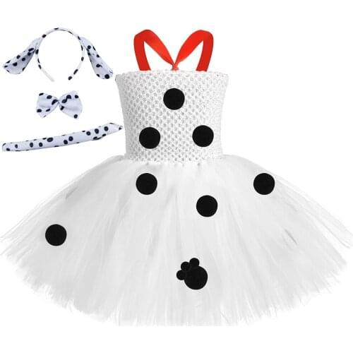 Girls Halloween Dogtutu Dress Polka Dot Kids Costume Party Dresses Holiday Cosplay
