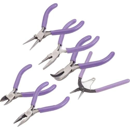 Polishing Carbon Steel Jewelry Pliers Round Needle Bent Flat Nose Pliers Side Cutting Pliers Jewelry Tools & Equipments