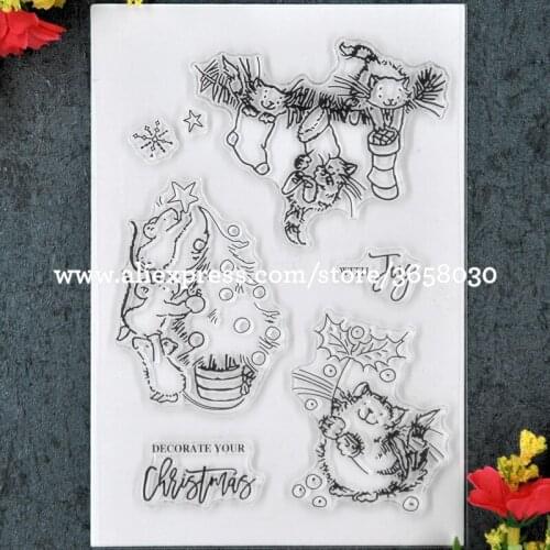 Christmas Cats Scrapbook DIY photo cards rubber stamp clear stamp transparent stamp 11x16cm 8101606
