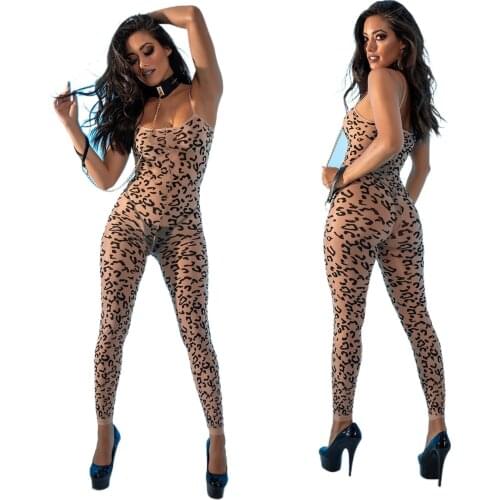 Sexy Lingerie Erotic Leopard Open Crotch Bodystocking Women Body Suit Femme Teddies Porn Lenceria Sensual Mujer Bodysuits Tenue