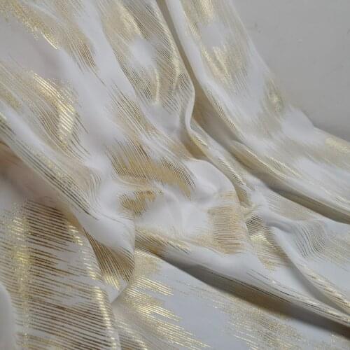 Stage Dancing Bronzing Chiffon Fabric Shiny Golden Stripe Weave Fabric Bronzed Costume Material DIY Cosplay Dress