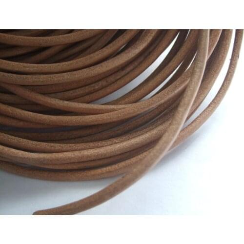 5 Meters 4mm Round Natural Color Genuine Real Leather Thong Cord For Bracelet & Neckalce Jewelry Making