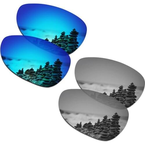 SmartVLT 2 Pairs Polarized Sunglasses Replacement Lenses for Oakley Felon Ice Blue and Silver Titanium