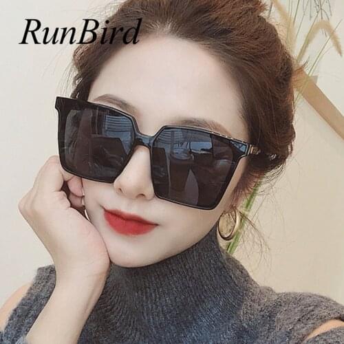 RUNBIRD Vintage Luxury Designer Brand Fashion Oversized Square Sunglasses Women Men Trendy Big Frame Flat Top Sun Glasses Shades