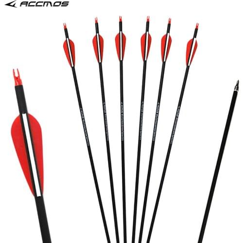 Hunting Spine 500 Mixed Carbon Arrow 6/12/24 Pcs 30 Inches Diameter 7.8 mm for Compound/Recurve Bow and Arrow Archery