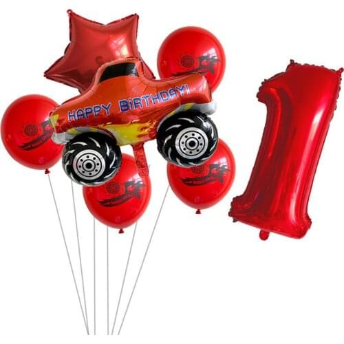 7pcs Blaze and the Monster Machines Balloon Set Party Decoration Foil Number Balloon Happy Birthday Baby Shower Party Supplies