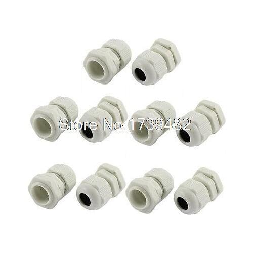 White Plastic PG9 3/8NPT Thread 4-8mm Wire Waterproof Cable Gland 10pcs