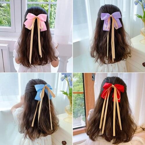 Childrens bow hair accessories princess girls super fairy cute French streamer red spring clip headdress hairpin