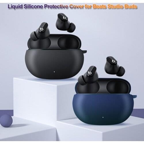 Liquid Silicone Protective Cover for Beats Studio Buds Soft Case with Anti-lost Buckle for Beats Studio Buds Bluetooth Headset