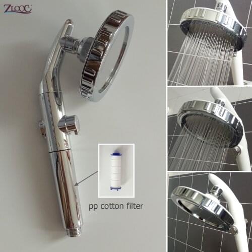 Zloog Replacement PP cotton filter SPA shower head with stop button 2 Modes adjustable rainfall showerheads