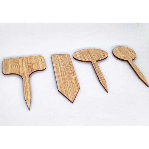 10pcs Bamboo T-Shape Plant Labels Garden Seedlings Sign Tags Marker Sticks for Succulent Herbs Flowers Tray Seed Potted