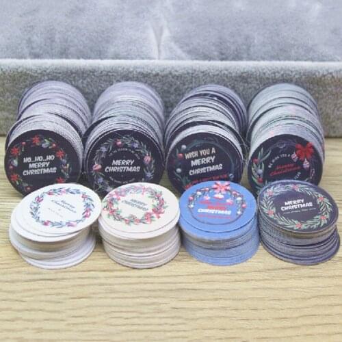 Gift Tags100pcs 100string Black Background Merry Christmas Flower Hang Tags Baby Shower Party Gift Box Wrapping Label Card