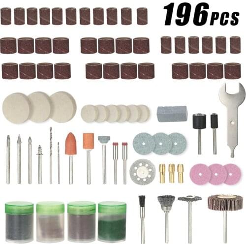 196pcs 1/8" Electric Grinder dill engraver Shank Rotary Tool Accessories Grinding engraving Polishing Bit Accessory Kit