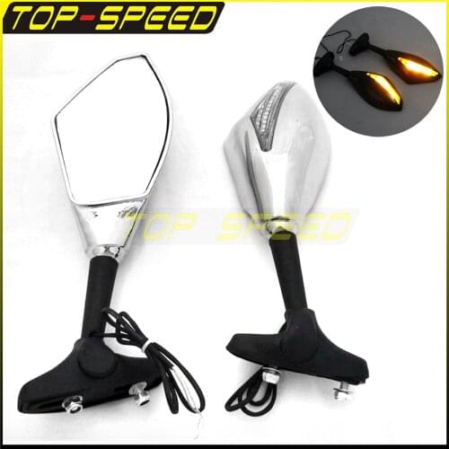2x Chrome Turn Signal Light LED Motorcycle Rearview Side Mirrors For Honda CBR 929RR 2000-2001 CBR 954RR 2002-2003 CBR 1000RR