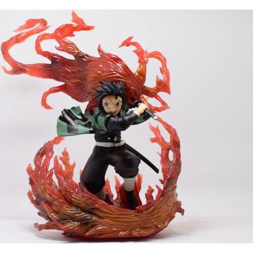 20cm Anime Demon Slayer Figure Flame Fight Kamado Tanjirou PVC Action Figure Collection Model Toys Gifts