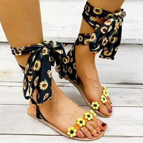 2021 Handmade Sandals Women Flat Sandals Ankle Strap Beaded Special Womens Shoes Beach Sandals Plus Size 35-43