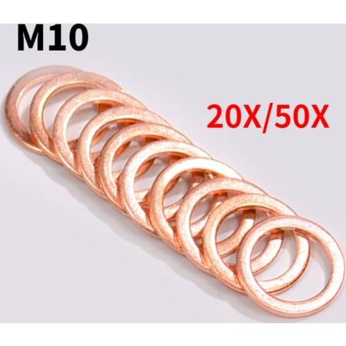 20X/50X M10 10mm Motorcycle Braided Clutch Brake Hose Banjo Seal Copper Crush Washer Motorcycle Hose Washers Accessories Tools