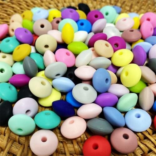 500/1000pcs Silicone Beads 12MM Lentil Beads DIY Baby Pacifier Chain Pendant BPA Free Eco-friendly Baby Teether Toys gifts