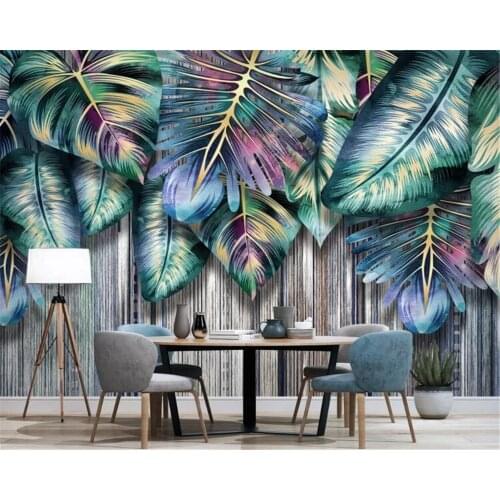 Beibehang Custom wallpaper tropical plant leaves light luxury TV background walls living room bedroom decoration 3d wallpaper
