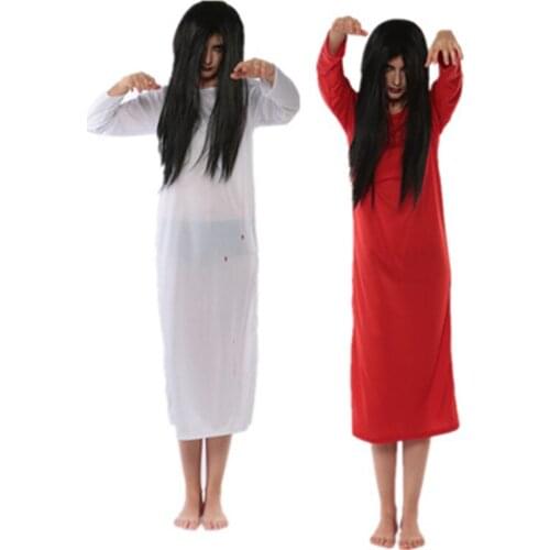 Free Shipping Cheap Halloween Party Cosplay Horror Clothes Women Vampire Zombie Dress Hot Japanese Movin Sadako Scary Costume