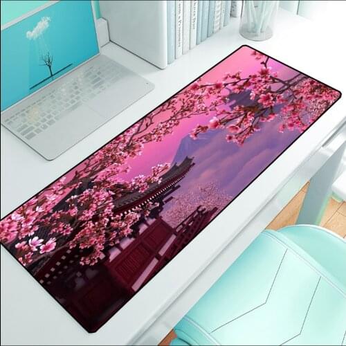 Mairuige 90x40cm Cherry Blossoms Large Mousepad Mount Fuji Gaming, Office Mouse Pad Natural Rubber Non-slip Laptop Mouse Pad Xxl