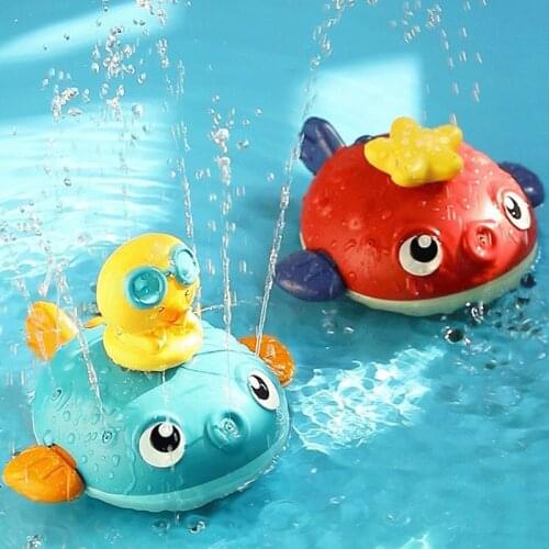 Baby Bathing Toys Swimming Pool Electric Duck Pufferfish Water Spray Sprinkler Shower Water Toys For Children Toddler Gift