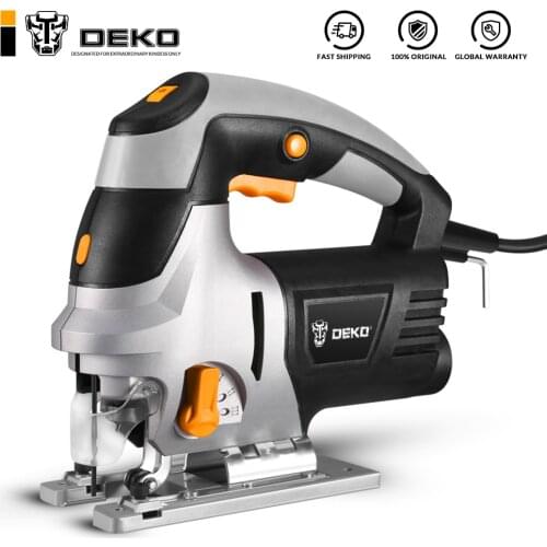 DEKO DKJS80Q Jig Saw with Laser Guide 6 Variable Speed Electric Saw with 6 pcs Blades, Metal Ruler, Allen Wrench Power Tool 800W